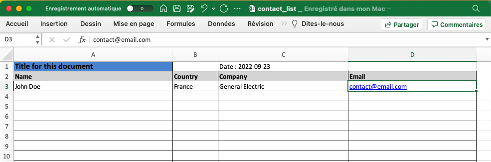 Excel export example