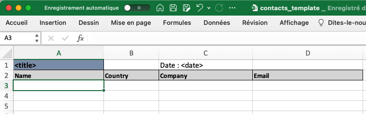 Main layout of the template